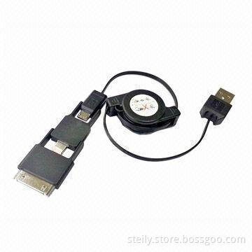 Multicolor Practical 3-in-1 USB2.0 Data Cable Line with Micro 5pin, iPhone 30pin, iPhone 5 8pin Tips
